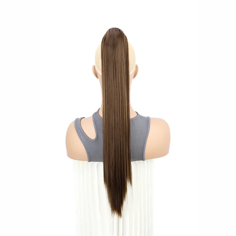 Women's Clip In Ponytail Extension 24 Inch Synthetic Heat Resistant Blonde Black