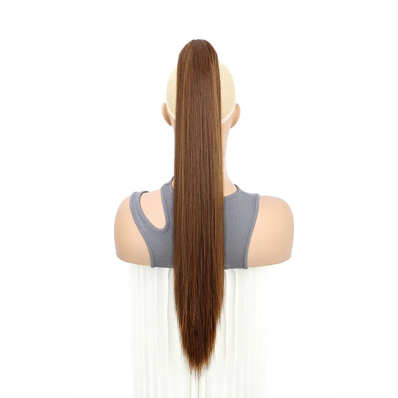 Women's Clip In Ponytail Extension 24 Inch Synthetic Heat Resistant Blonde Black
