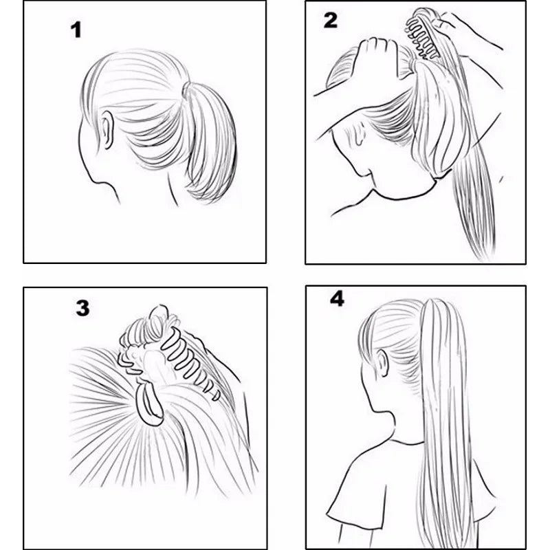 Women's Clip In Ponytail Extension 24 Inch Synthetic Heat Resistant Blonde Black