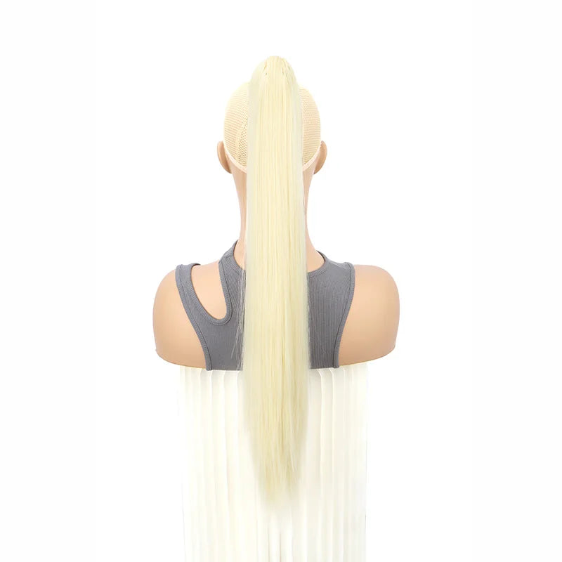 Women's Clip In Ponytail Extension 24 Inch Synthetic Heat Resistant Blonde Black