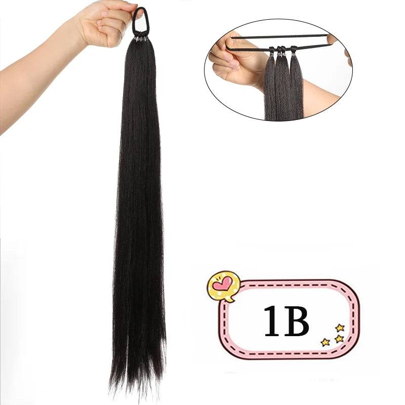 Women's Clip In Ponytail Extension 28 Inch Black Brown Synthetic