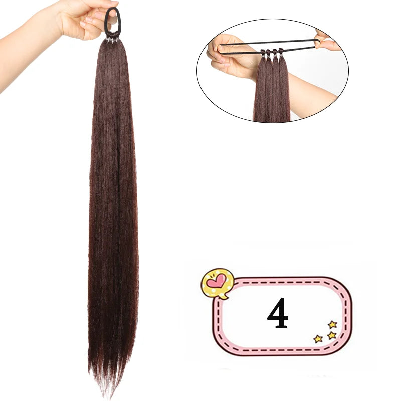 Women's Clip In Ponytail Extension 28 Inch Black Brown Synthetic
