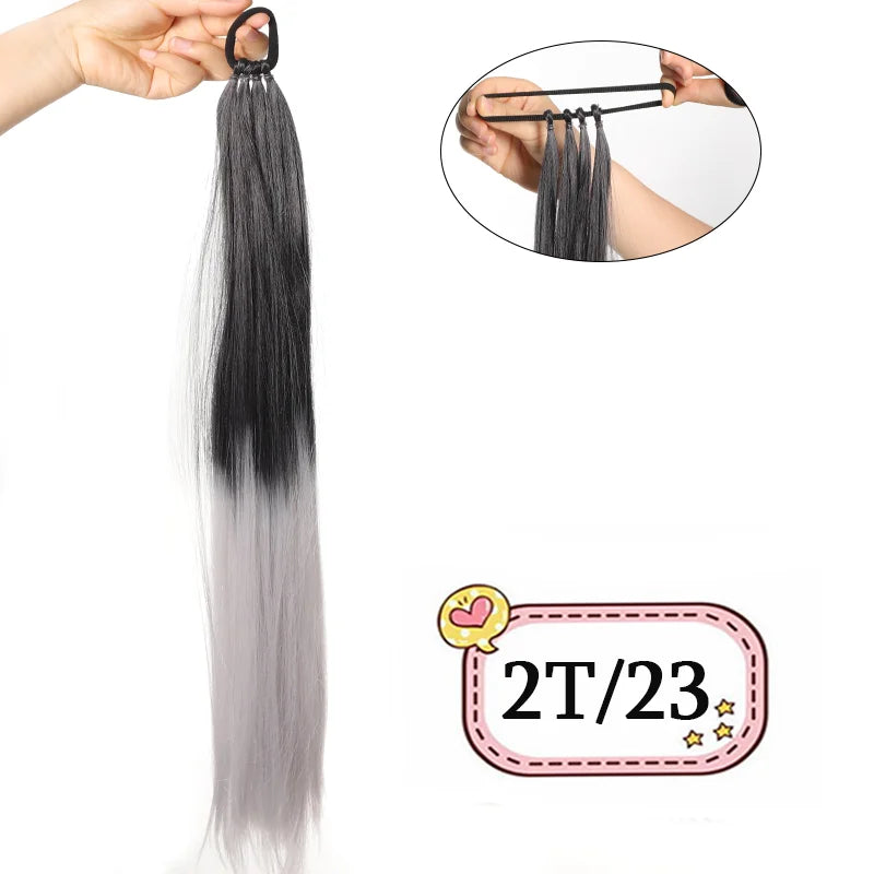 Women's Clip In Ponytail Extension 28 Inch Black Brown Synthetic