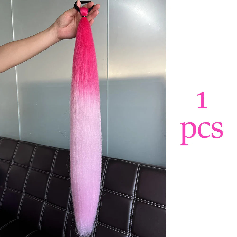 Women's Clip In Ponytail Extension Multi-Color Synthetic Long Hairpiece