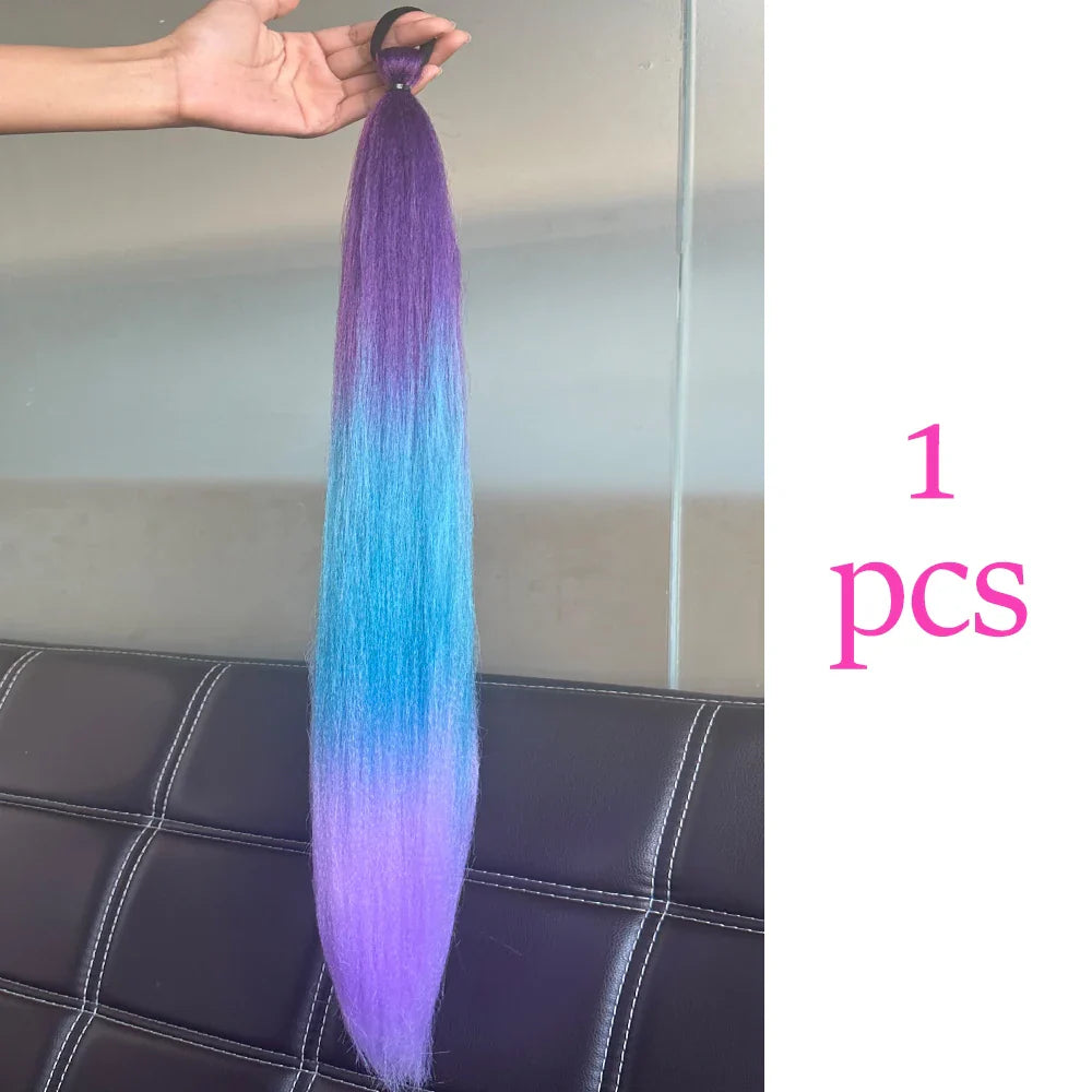 Women's Clip In Ponytail Extension Multi-Color Synthetic Long Hairpiece