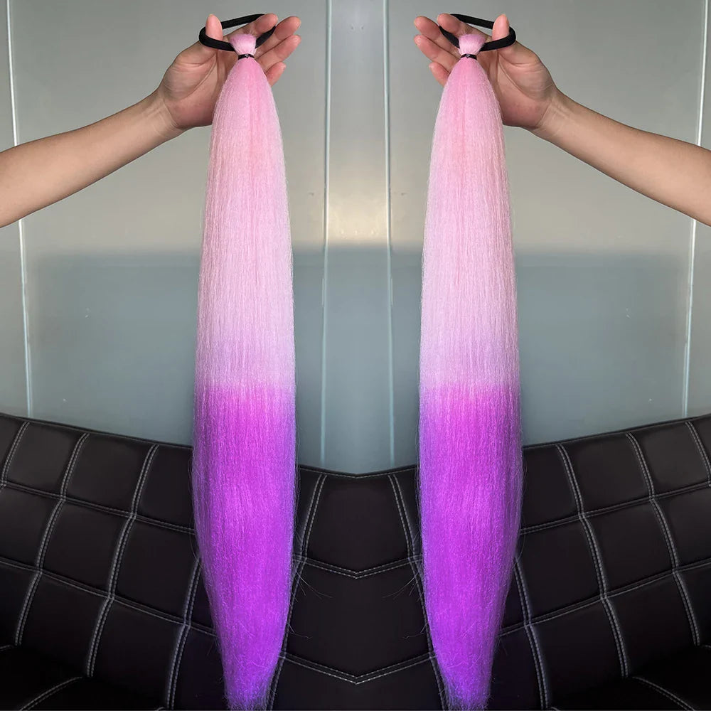 Women's Clip In Ponytail Extension Multi-Color Synthetic Long Hairpiece