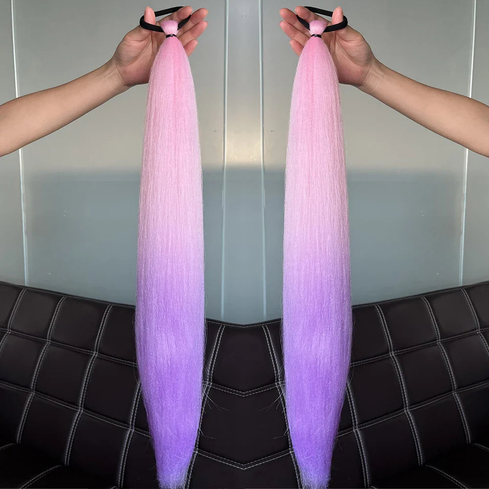 Women's Clip In Ponytail Extension Multi-Color Synthetic Long Hairpiece