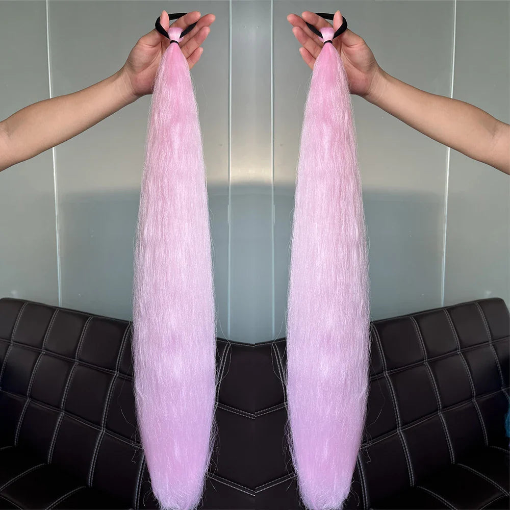 Women's Clip In Ponytail Extension Multi-Color Synthetic Long Hairpiece