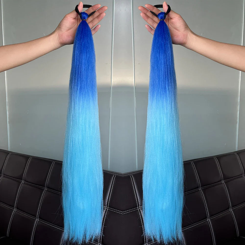 Women's Clip In Ponytail Extension Multi-Color Synthetic Long Hairpiece