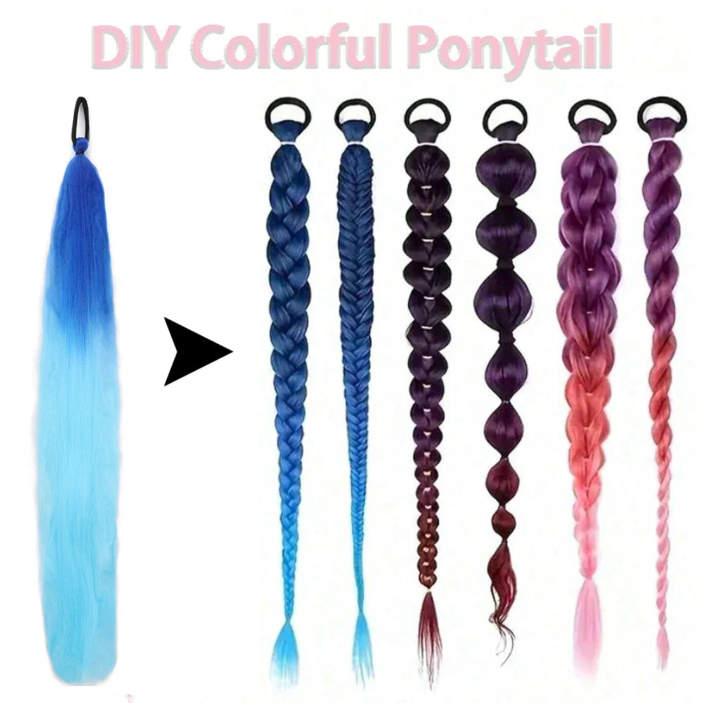 Women's Clip In Ponytail Extension Multi-Color Synthetic Long Hairpiece