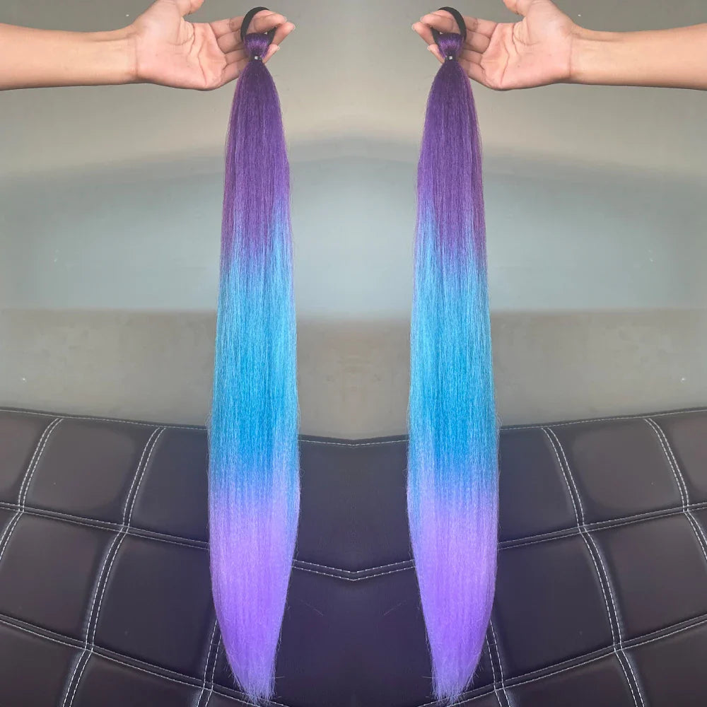 Women's Clip In Ponytail Extension Multi-Color Synthetic Long Hairpiece