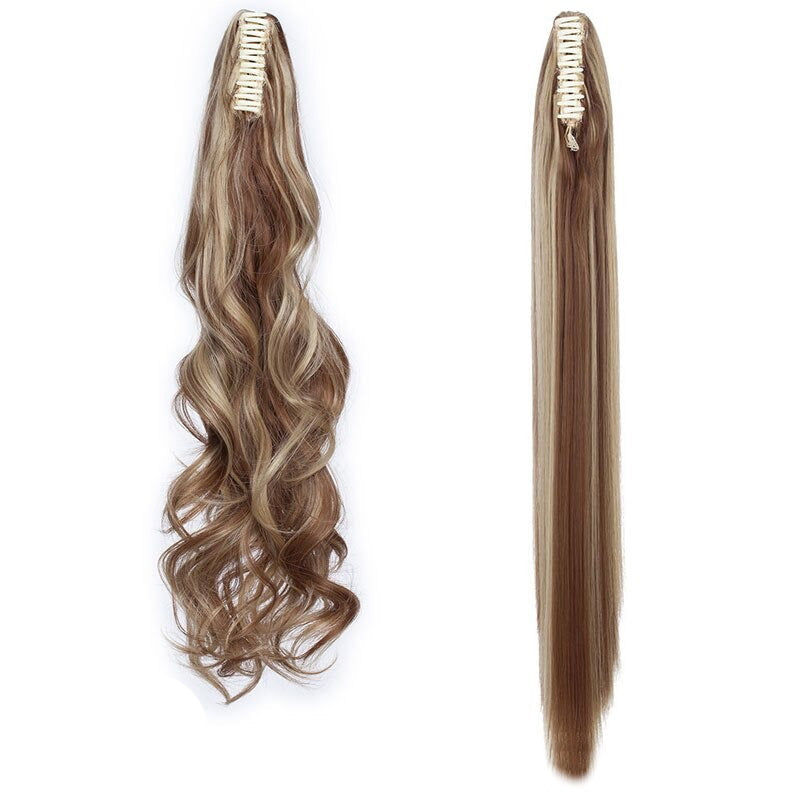 Women's Clip In Ponytail Extension Straight Wavy High-Temperature Fiber