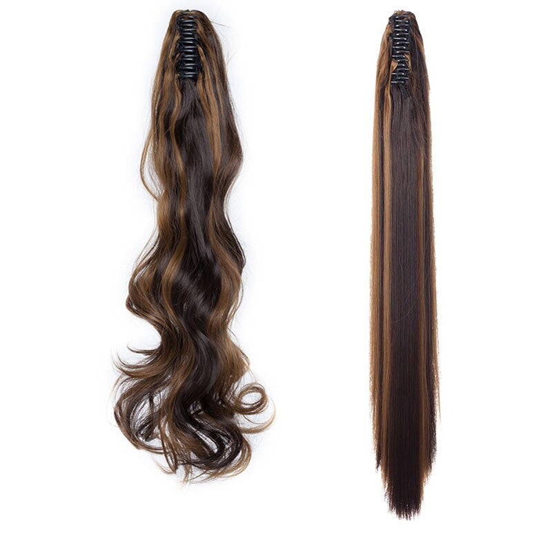 Women's Clip In Ponytail Extension Straight Wavy High-Temperature Fiber