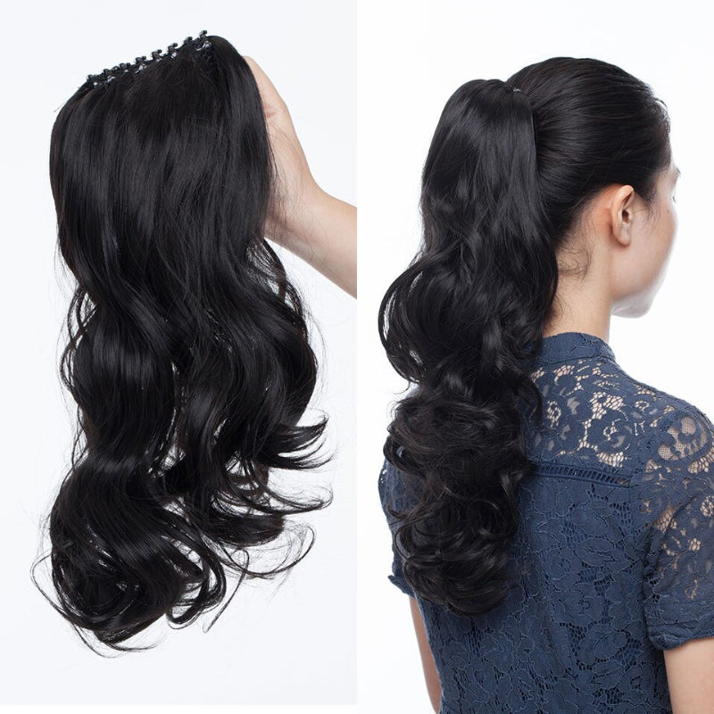 Women's Clip In Ponytail Extension Straight Wavy High-Temperature Fiber