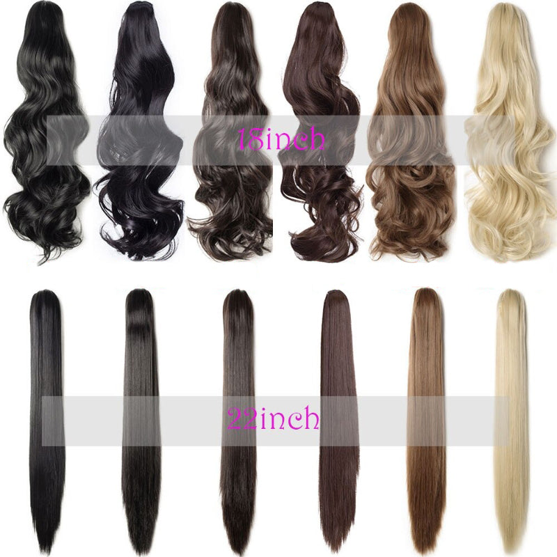 Women's Clip In Ponytail Extension Straight Wavy High-Temperature Fiber