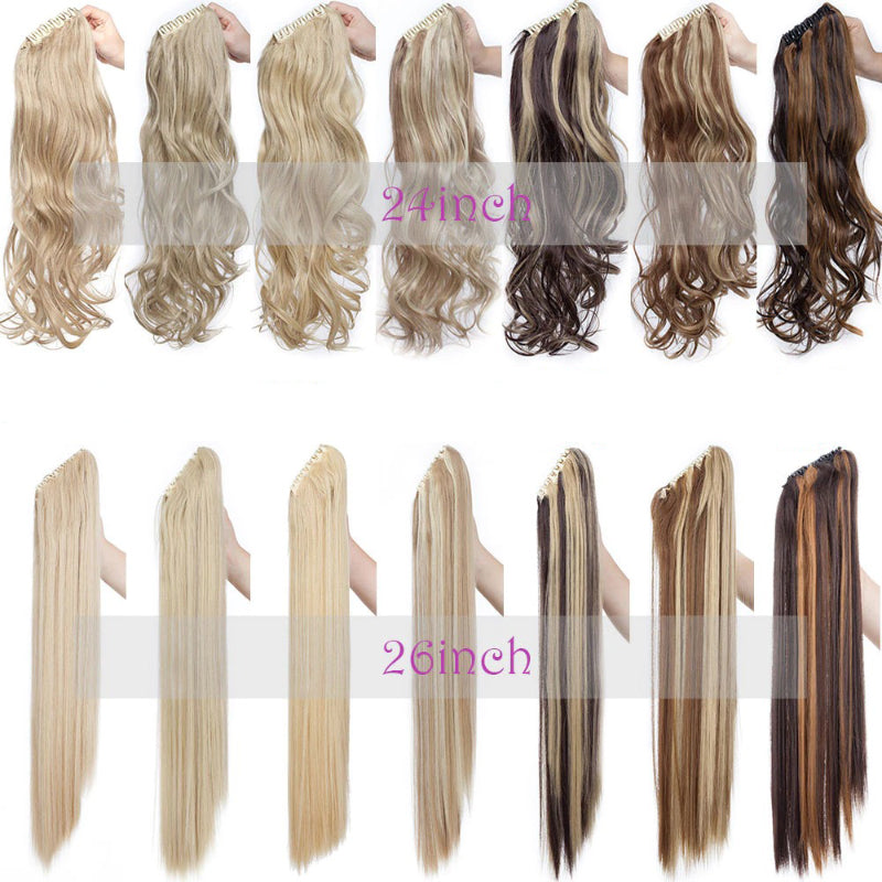 Women's Clip In Ponytail Extension Straight Wavy High-Temperature Fiber