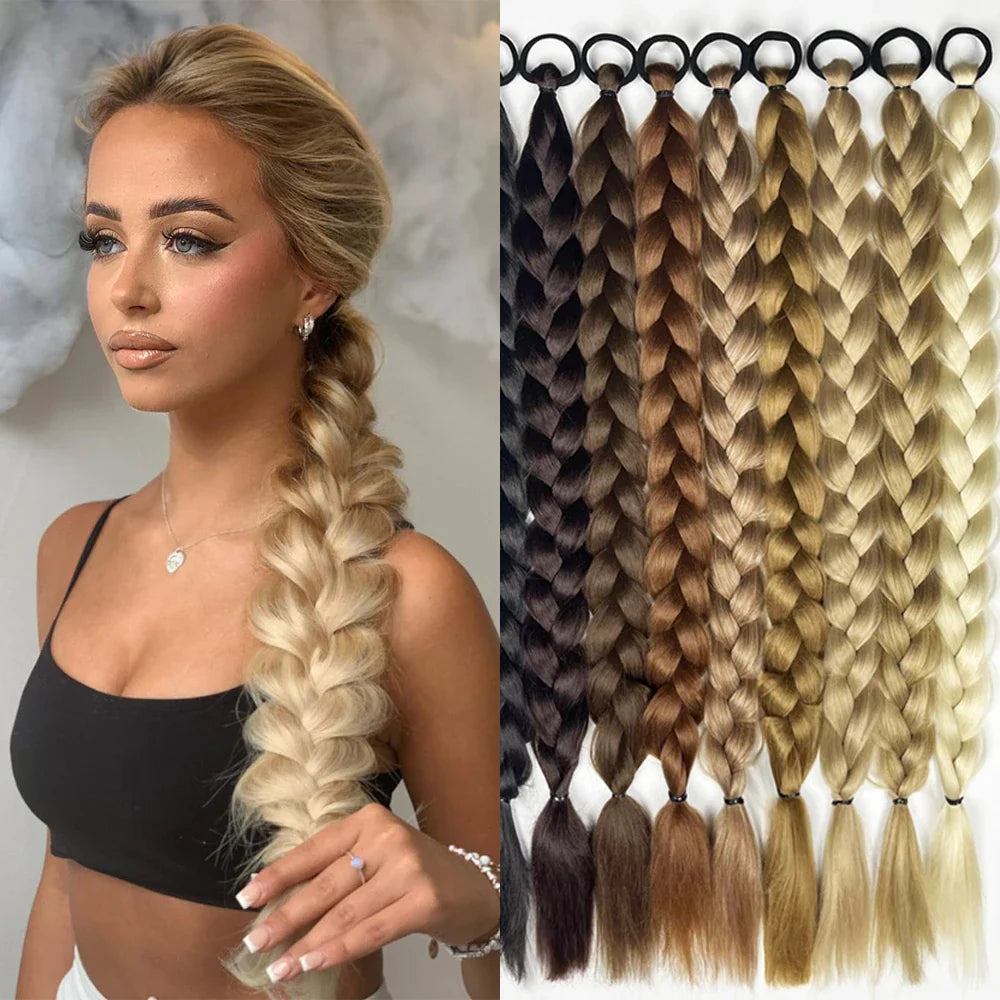 Women's Clip In Ponytail Extensions 24 Inch Synthetic Twist Braid