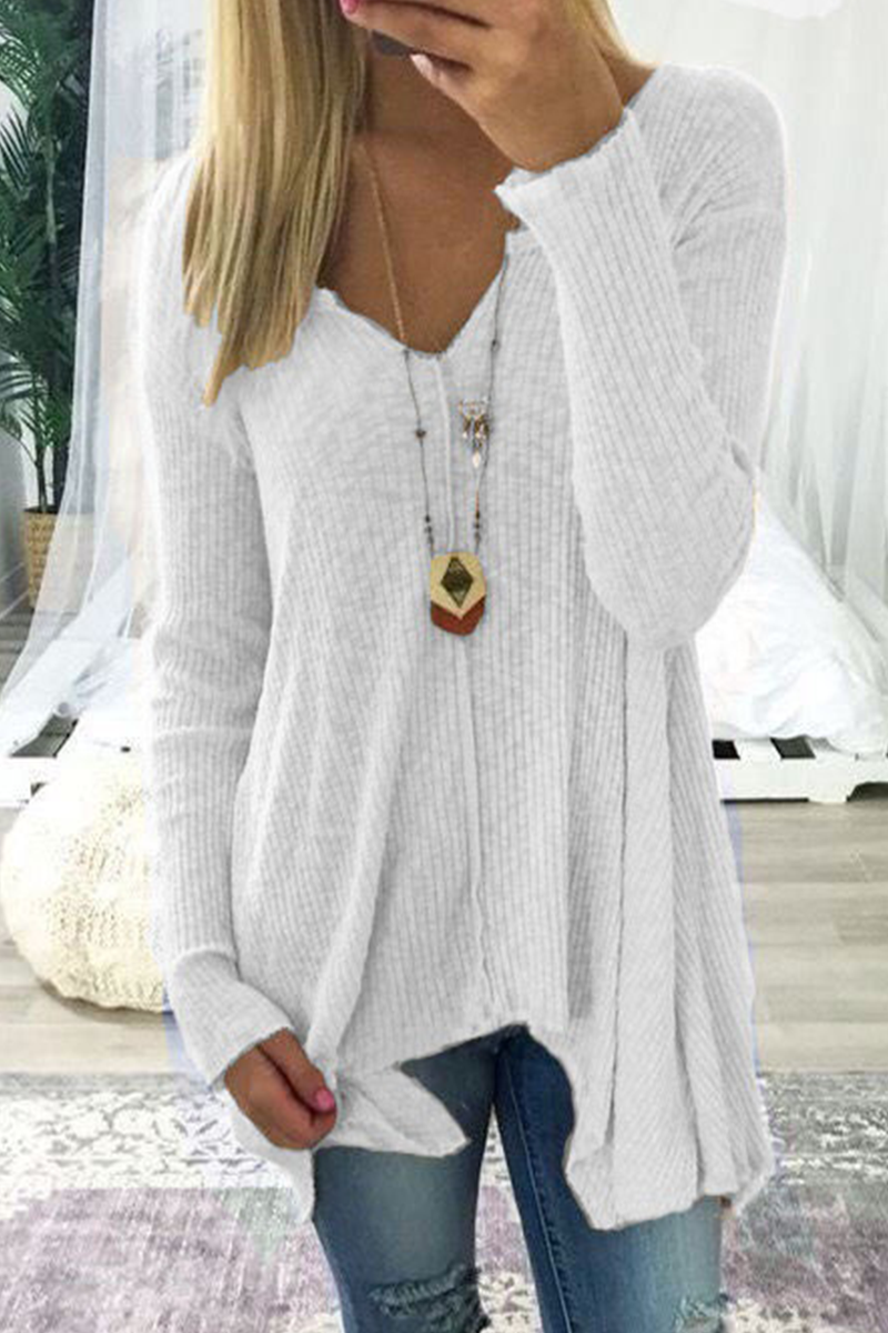 Women's Cozy V-Neck Long Sleeve Sweater in Soft Knit – Perfect for Fall and Winter Casual Wear