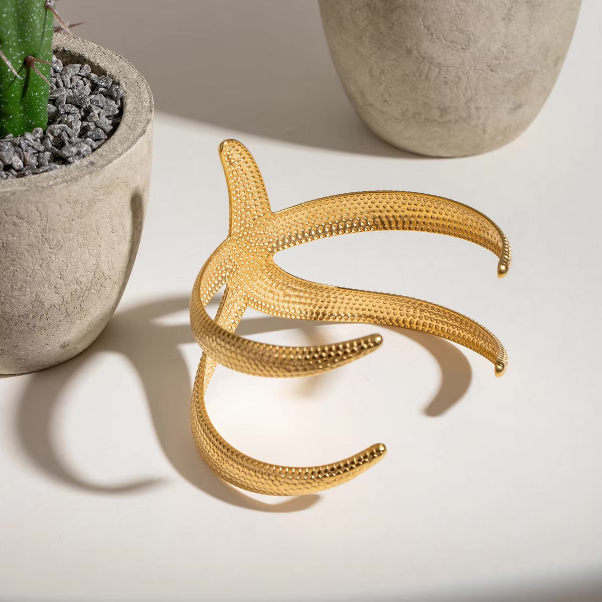 Women's Cuff Bracelet Gold Stainless Steel Starfish Design