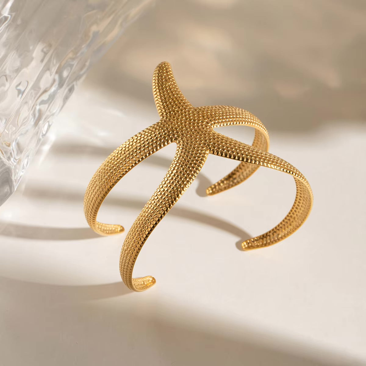 Women's Cuff Bracelet Gold Stainless Steel Starfish Design