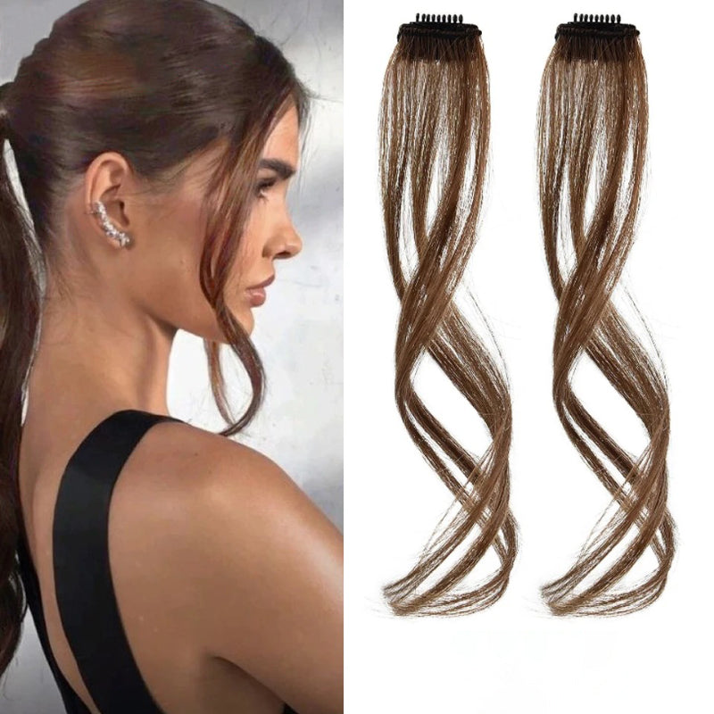 Women's Curly Clip-In Fringe Bangs Hair Extension Brown Synthetic