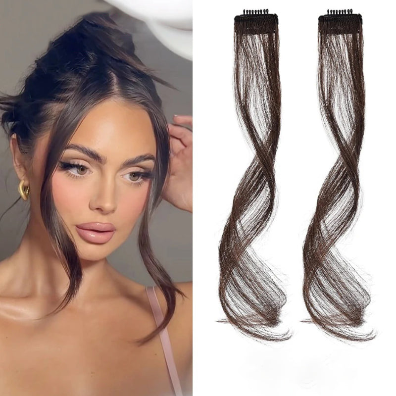 Women's Curly Clip-In Fringe Bangs Hair Extension Brown Synthetic