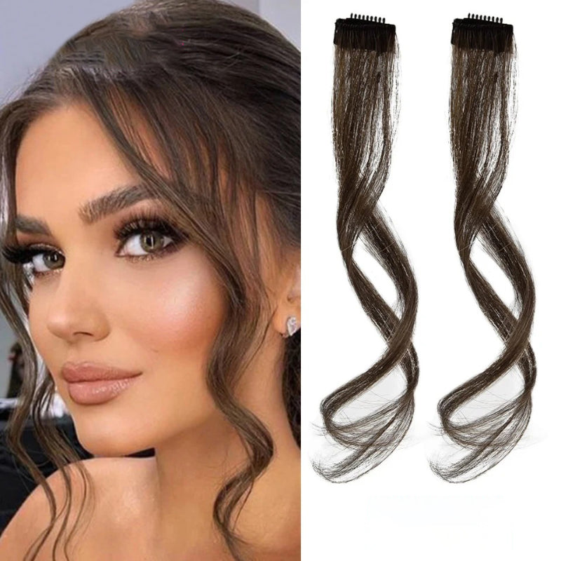 Women's Curly Clip-In Fringe Bangs Hair Extension Brown Synthetic