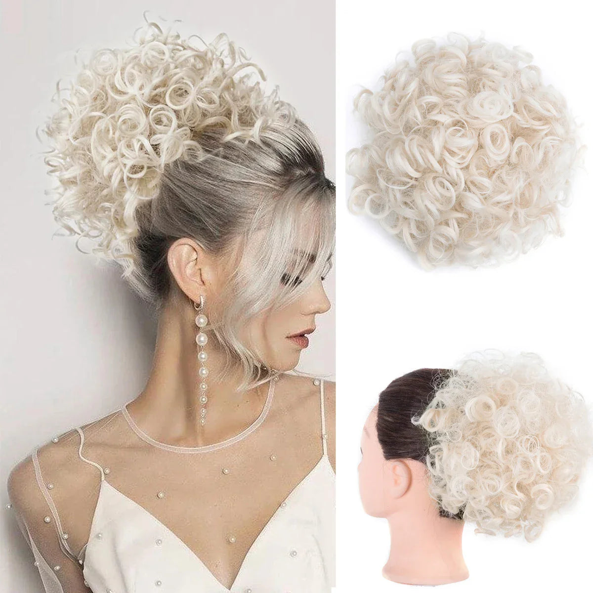 Women's Curly Hair Extensions 10 inches Synthetic Clip In Natural Look