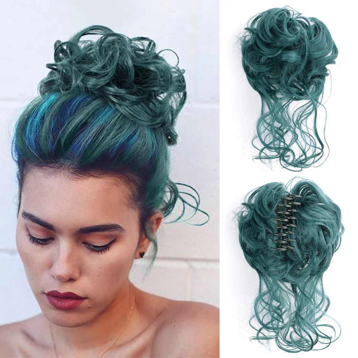 Women's Curly Hair Extensions 10 inches Synthetic Clip In Natural Look