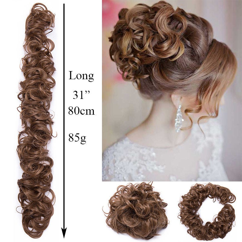 Women's Curly Hair Extensions Brown High-Temperature Fiber