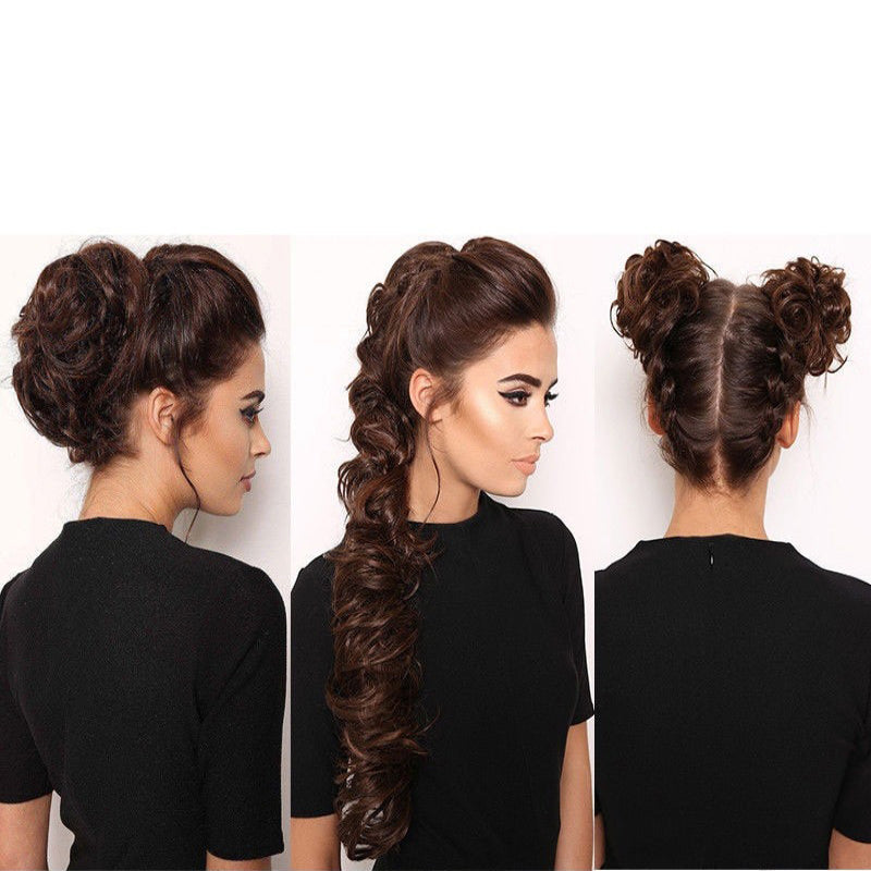 Women's Curly Hair Extensions Brown High-Temperature Fiber