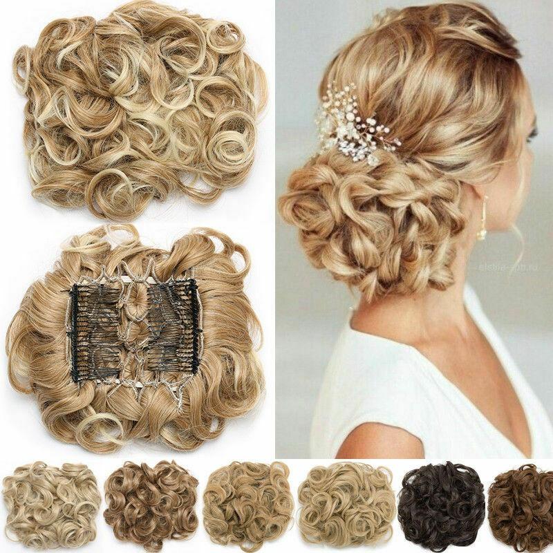 Women's Curly Hair Extensions Brown High-Temperature Fiber Clip-In Bun