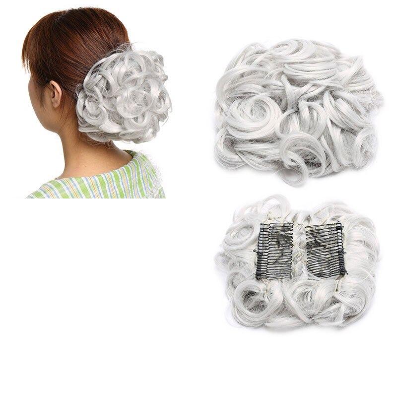 Women's Curly Hair Extensions Brown High-Temperature Fiber Clip-In Bun