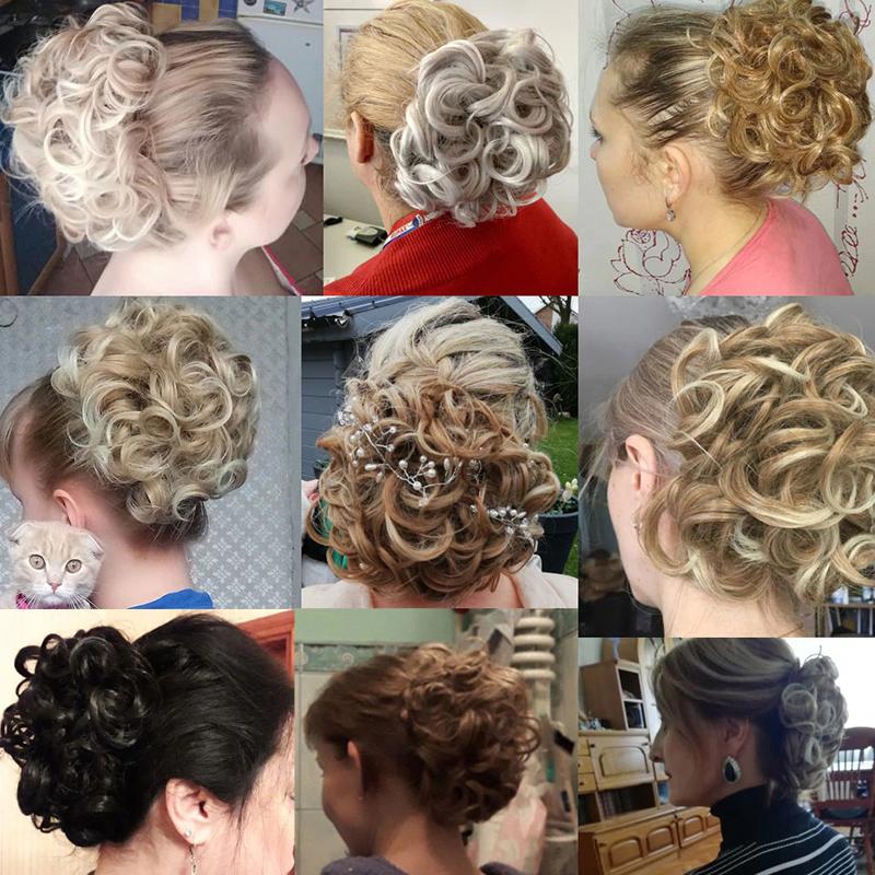 Women's Curly Hair Extensions Brown High-Temperature Fiber Clip-In Bun