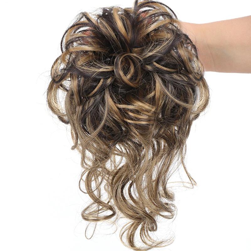 Women's Curly Hair Extensions Brown High-Temperature Fiber Scrunchie