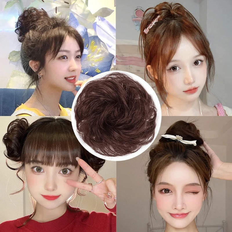 Women's Curly Hair Scrunchie Black Silk Hair Ties
