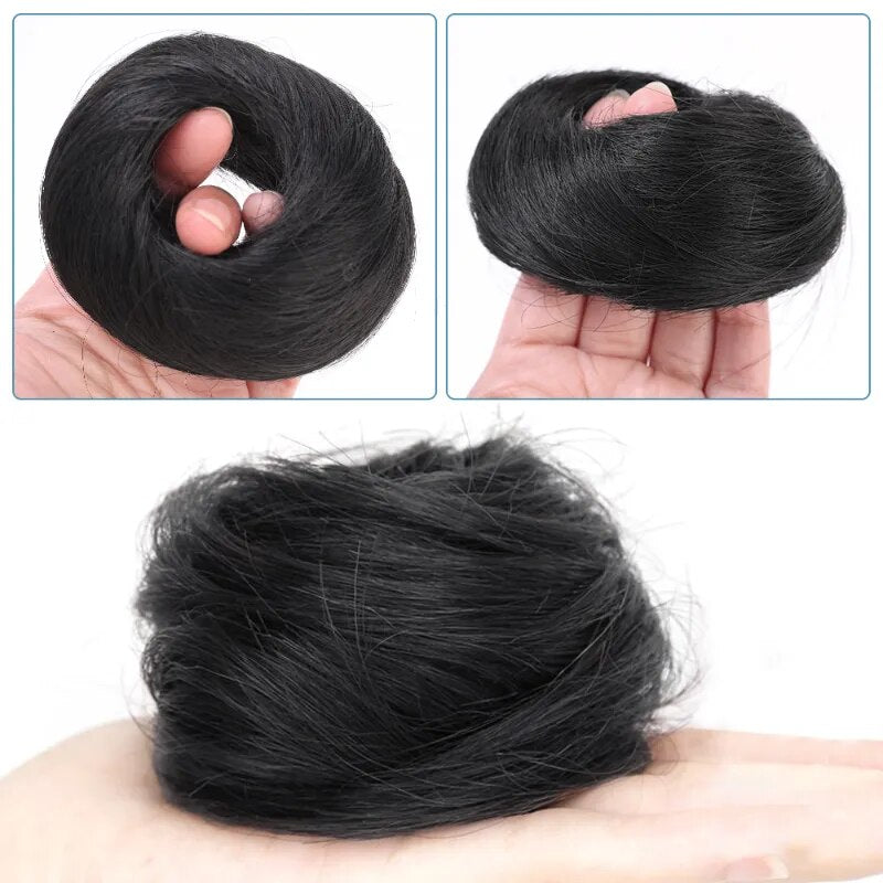 Women's Curly Hair Scrunchie Black Silk Hair Ties