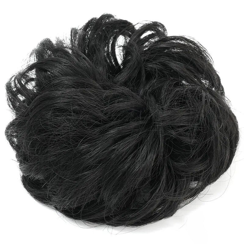 Women's Curly Hair Scrunchie Black Silk Hair Ties