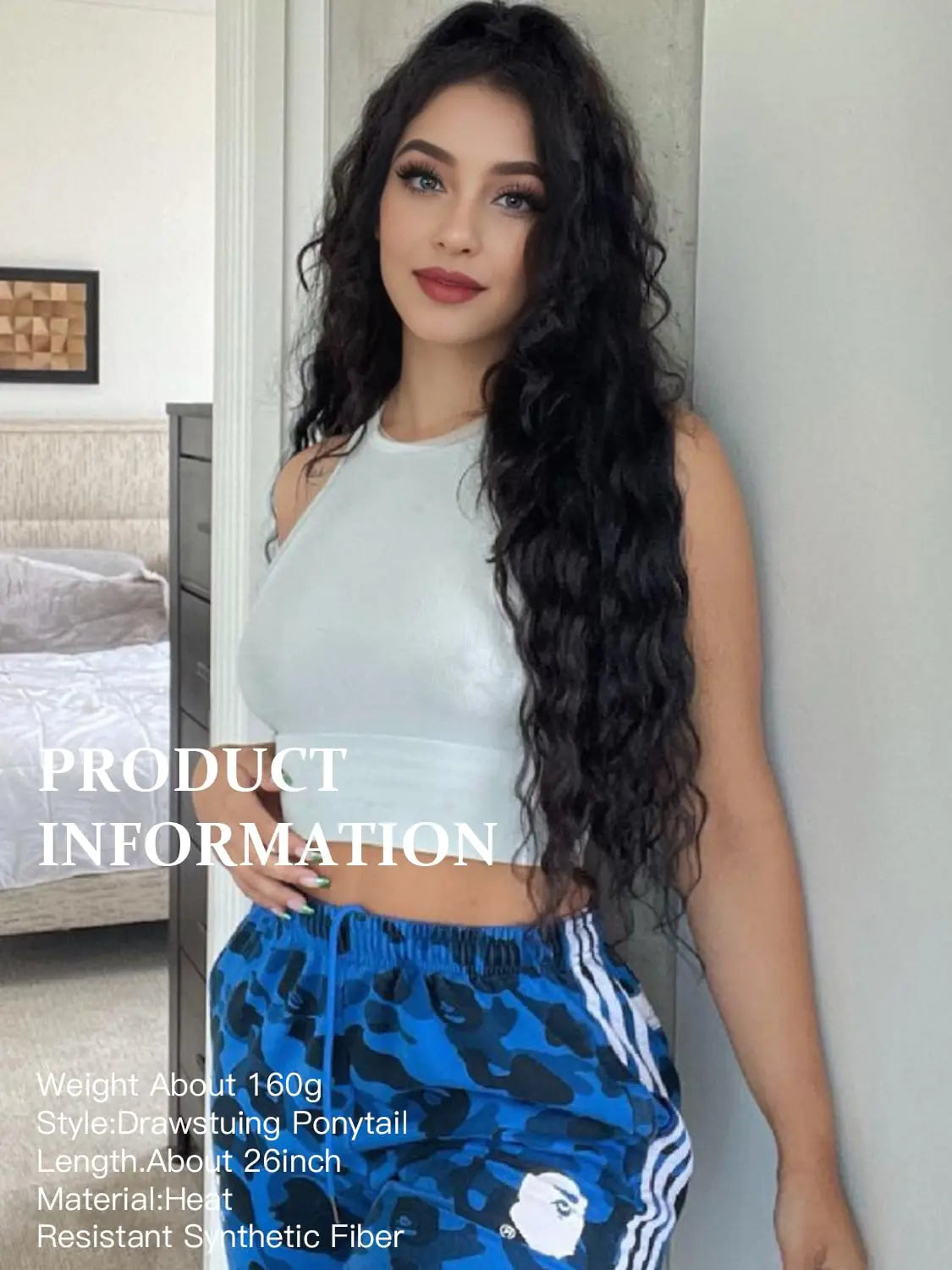 Women's Curly Ponytail Extension 26 Inch Drawstring Synthetic Hairpiece