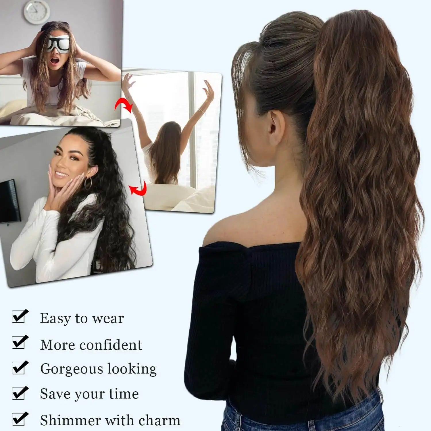 Women's Curly Ponytail Extension 26 Inch Drawstring Synthetic Hairpiece