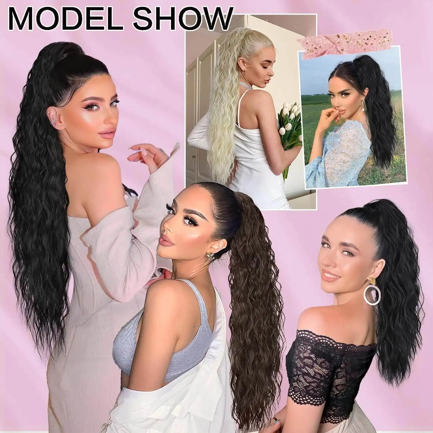 Women's Curly Ponytail Extension 26 Inch Drawstring Synthetic Hairpiece