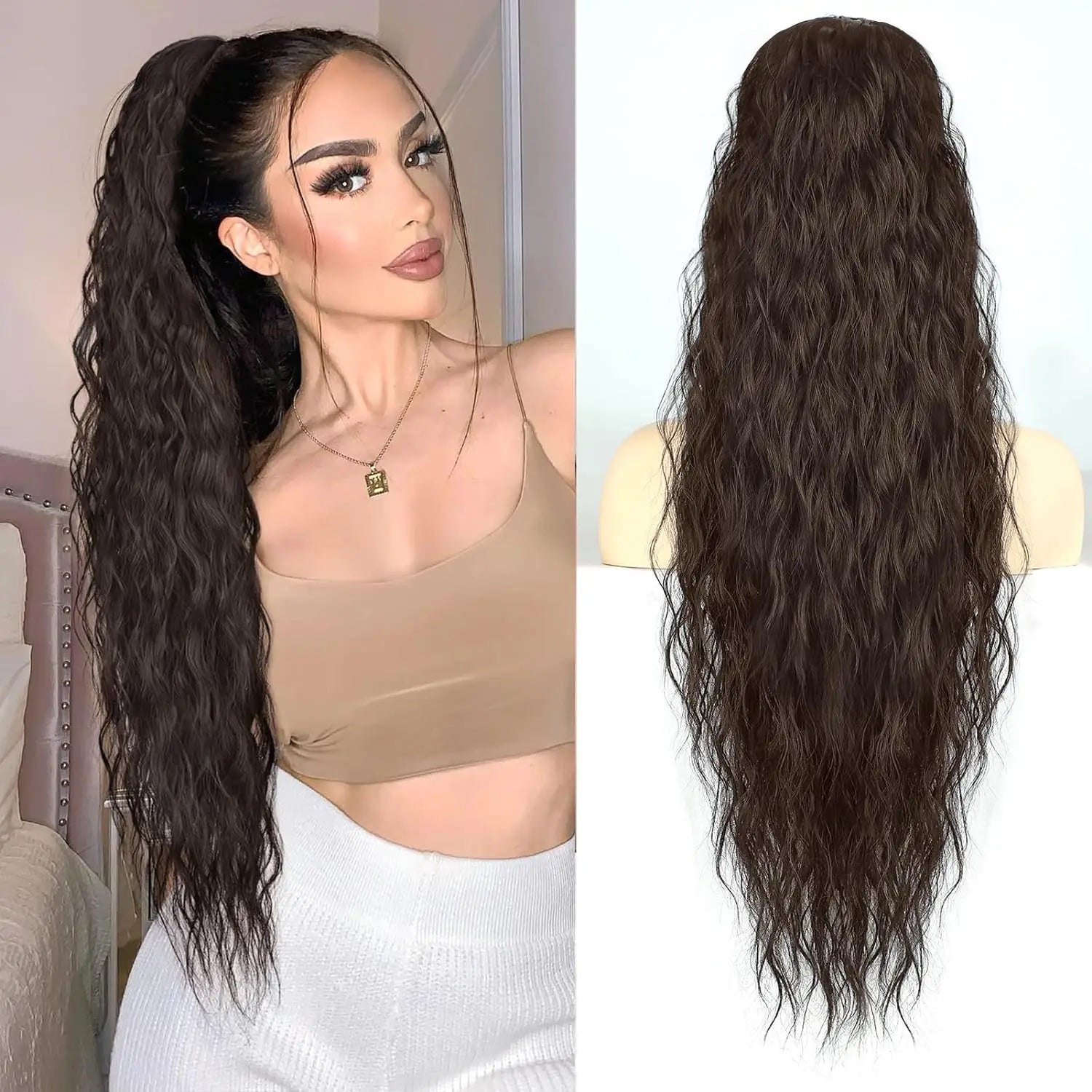 Women's Curly Ponytail Extension 26 Inch Drawstring Synthetic Hairpiece