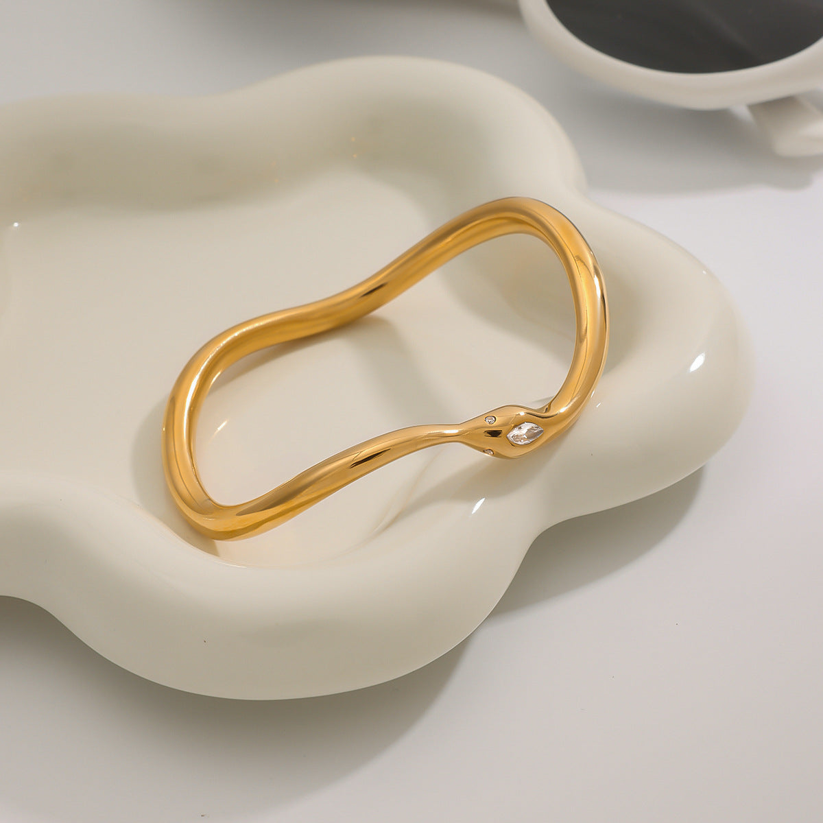 Women's Diamond Bangle Gold Stainless Steel