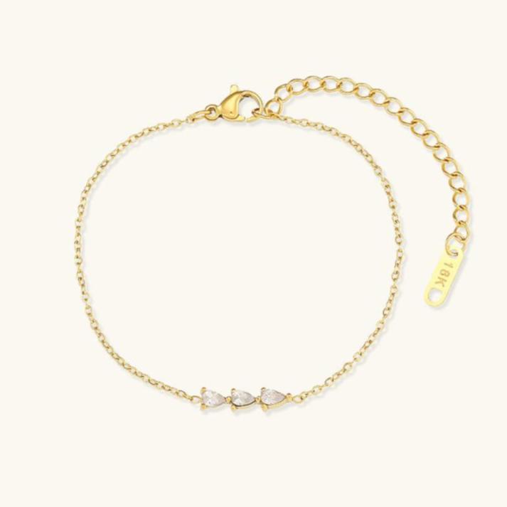 Women's Diamond Bracelet Gold Stainless Steel 18K Elegant Design