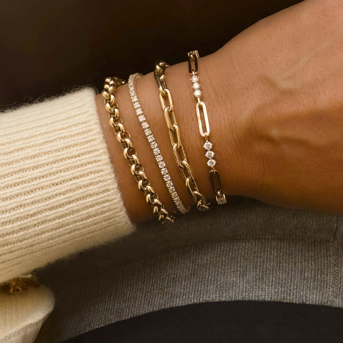 Women's Diamond Bracelet Gold Stainless Steel