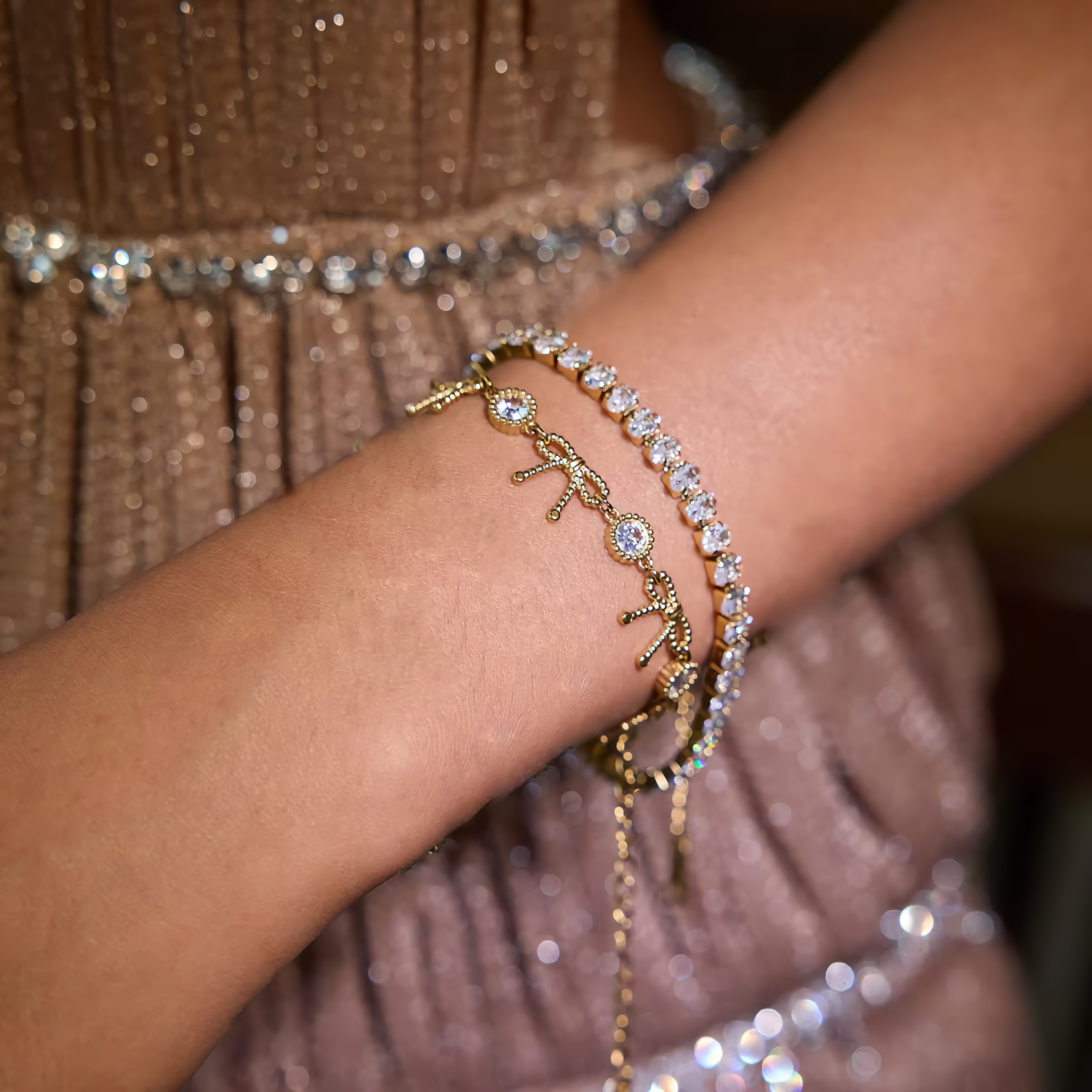 Women's Diamond Bracelet Gold Stainless Steel