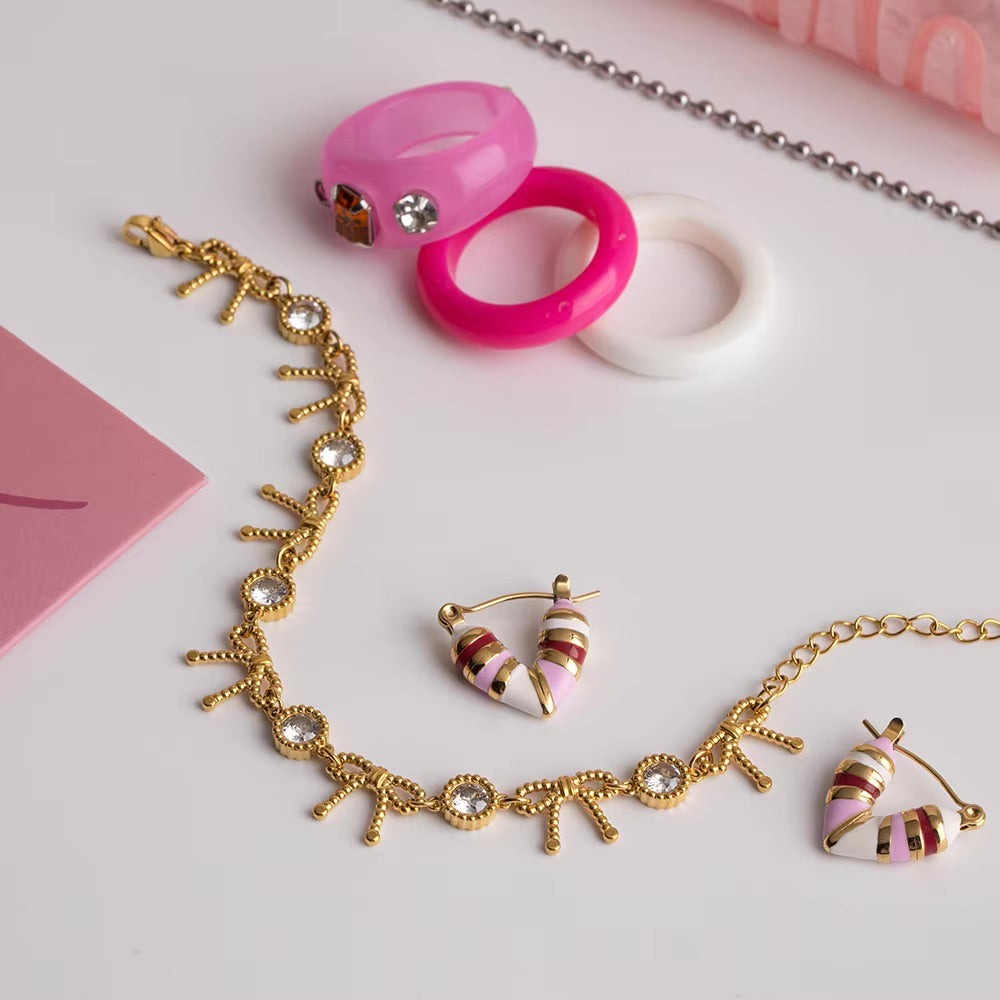 Women's Diamond Bracelet Gold Stainless Steel