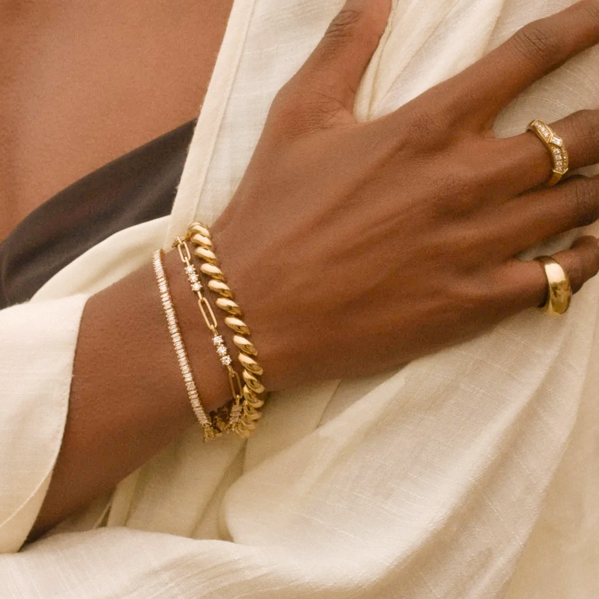 Women's Diamond Bracelet Gold Stainless Steel