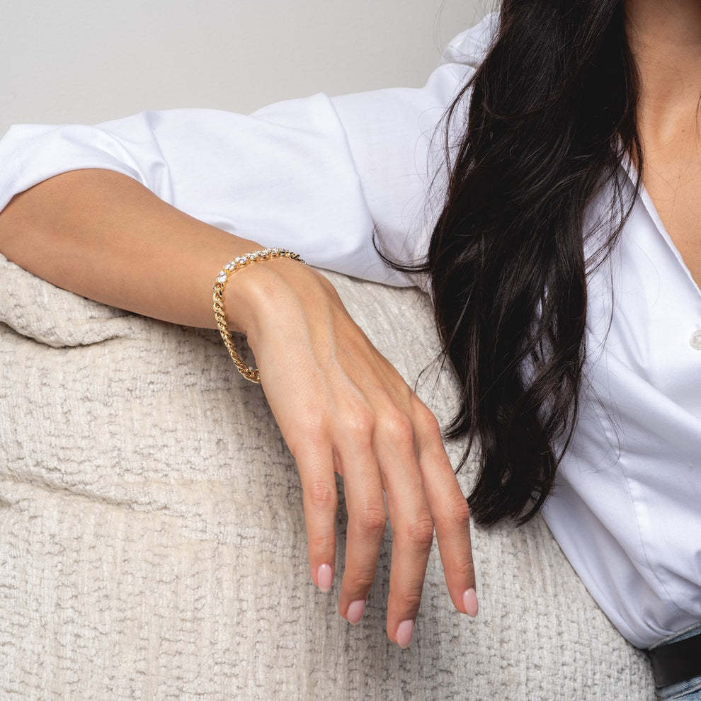 Women's Diamond Bracelet Gold Stainless Steel