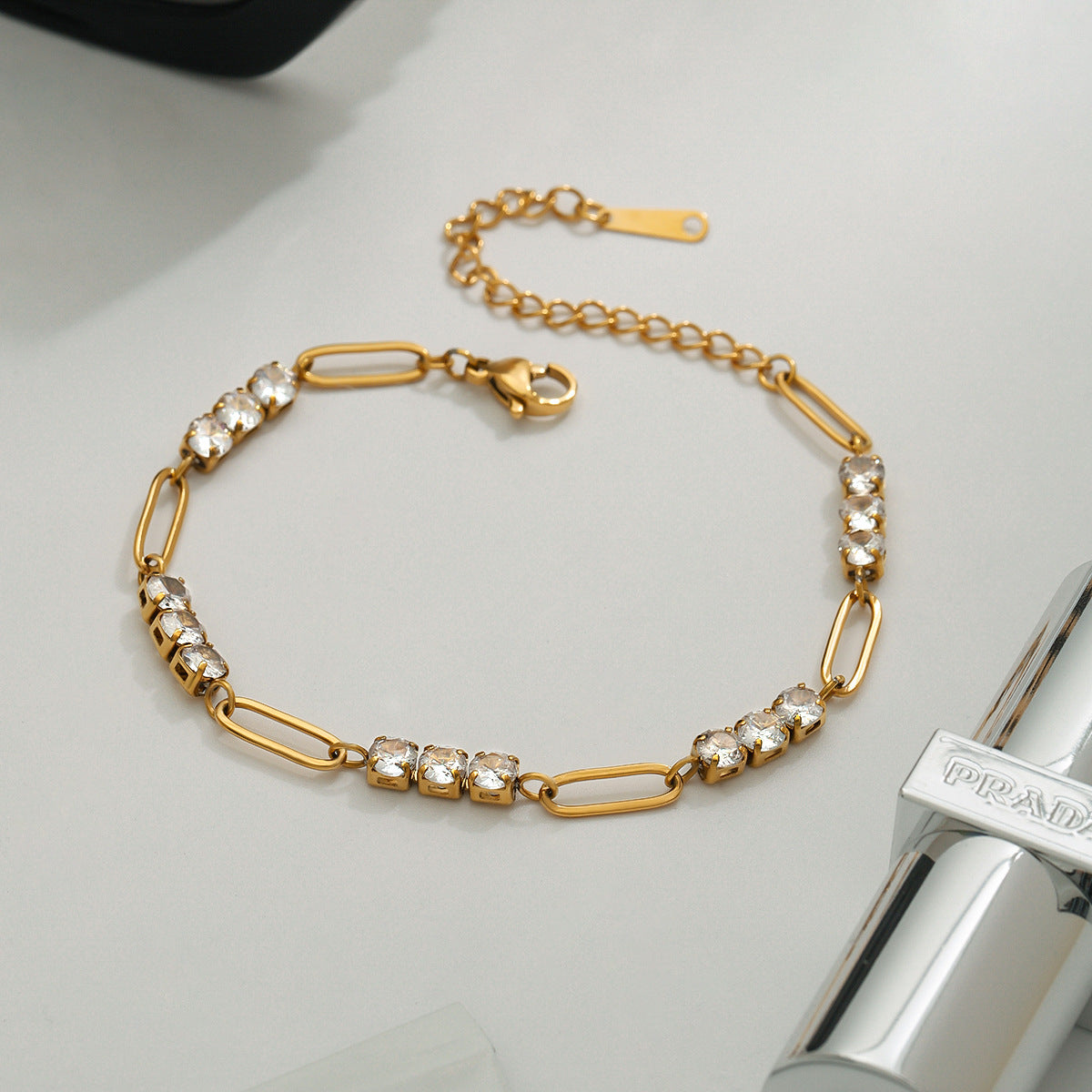 Women's Diamond Bracelet Gold Stainless Steel